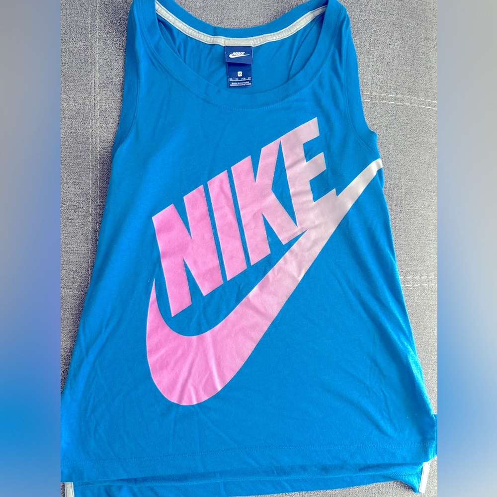 Nike Bright Blue Tank with Pink Logo